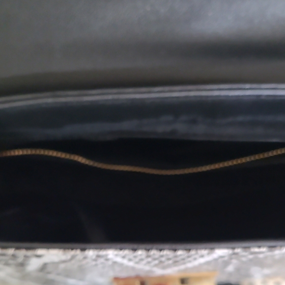 BCBG Paris Black and Gray Snake Print Handbag